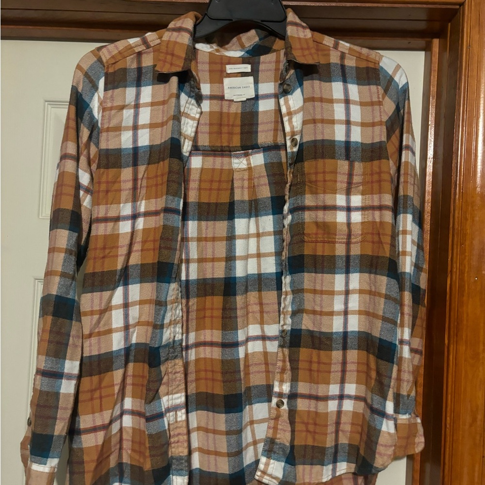 American Eagle Outfitters Women's Multicolor Plaid Button Down Shirt